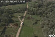 Raw video: Air 11 over deadly plane crash near Fulshear